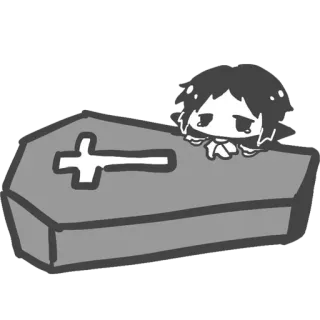 ⚰️ Sarg, traurig, Anime, Chibi, weinend, Tod, Cartoon telegram sticker