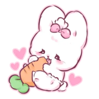 📩 bunny, cute, kawaii, rabbit, animal, carrot telegram sticker