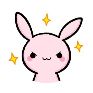 😌 lapin, mignon, kawaii, animal, rose, autocollant whatsapp sticker