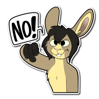 👎 NO! lapin, pouce vers le bas, non, désapprobation, rejet, dessin animé, animal telegram sticker