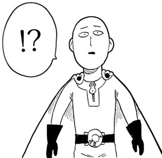 😯 Saitama One-Punch Man !?  anime, manga, one-punch man, saitama, hero, question, exclamation telegram sticker