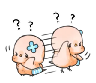 ❓ points d'interrogation, confus, mignon, personnage, kawaii, dessin animé telegram sticker