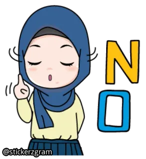 😏 NO Hijab, Donna, Islam, Musulmano, Cartone animato, No, Protesta whatsapp sticker