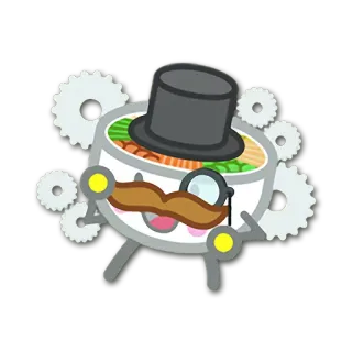 🎩 拉面, 食物, 角色, 卡通, 可爱, 胡子, 高帽 telegram sticker