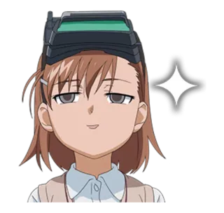 🙂 Misaka Mikoto A Certain Scientific Railgun Anime, Dziewczyna, Postać, zadowolony, A Certain Scientific Railgun telegram sticker