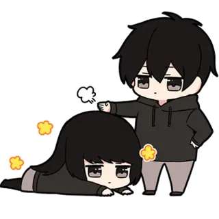 ❤️ anime, couple, sad, cute, chibi telegram sticker