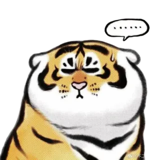😐 tigre, animale, carino, cartone animato, adesivo telegram sticker