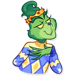 🤴 Grinch Grinch, Navidad, Dibujos animados, Rey, Festivo whatsapp sticker