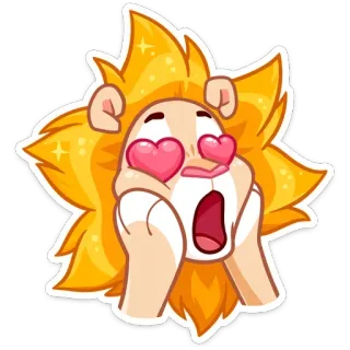 😍 สิงโต, ความรัก, การ์ตูน, สัตว์, น่ารัก, หัวใจ, สีหน้า telegram sticker