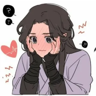 😳 anime, question mark, heart, blush telegram sticker