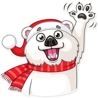 👋 Bär, Cartoon, Weihnachten, Winter, Gruß, Schal, Mütze, Feiertag telegram sticker