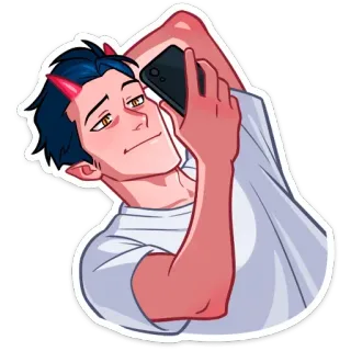 😏 pegatina, demonio, selfie, hombre, rojo, dibujos animados telegram sticker