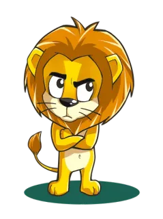 😠 лев, мультик, животное, милый, ворчливый, сложенные руки telegram sticker