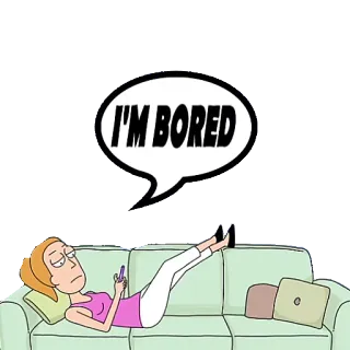 😫 Summer Smith Rick and Morty I'M BORED Rick y Morty, Summer Smith, aburrido/a, dibujos animados, animación telegram sticker