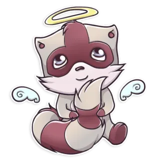 😇 procione, angelo, carino, adesivo, cartone animato, animale, aureola, kawaii telegram sticker