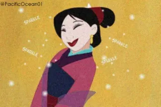 😊 Mulan SPARKLE étincelle, animé, film, disney, fille, mignon, animation whatsapp sticker