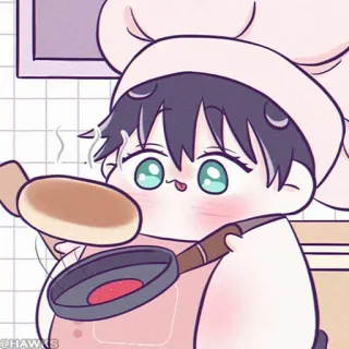 ⚪️ Koki, Memasak, Pancake, Kawaii, Lucu, Kartun telegram sticker