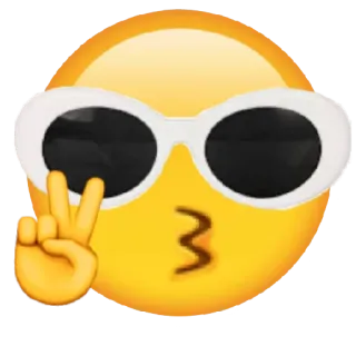 🥵 emoji, sunglasses, peace sign, cool, yellow telegram sticker