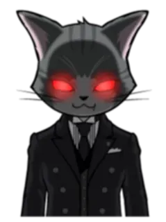 😈 고양이, 의인화, 정장, 동물, 빨간 눈 telegram sticker