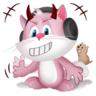 😈 gatto, diavolo, cartone animato, animale, carino, corna telegram sticker