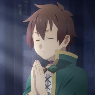 🛡 Kazuma Satou KonoSuba 动漫, 异世界, 角色, 祈祷, 为美好的世界献上祝福！ telegram sticker