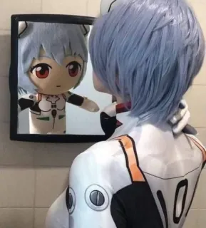 🌊 Rei Ayanami Neon Genesis Evangelion อนิเมะ, เรย์ อายานามิ, คอสเพลย์, อีวานเกเลียน, กระจก, ตุ๊กตา telegram sticker