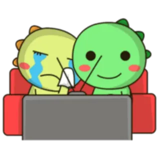 📺 dinosauro, cartone animato, carino, triste, guardare, televisione, emozioni, amici whatsapp sticker