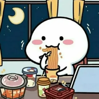 🍔 Ramen, Essen, Nudeln, Cartoon, Nacht telegram sticker