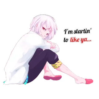 😏 I'm startin' to like ya... Аниме, Персонаж, Стикер, Любовь telegram sticker