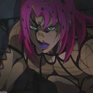 🐸 Diavolo JoJo's Bizarre Adventure Anime, Manga, Bösewicht, Pinke Haare, Lila Lippen telegram sticker
