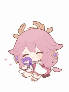 💗 Yae Miko Genshin Impact 动漫, 可爱, Q版, 粉色, 原神, 八重神子 telegram sticker