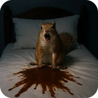 💩 écureuil, lit, tache, animal, rongeur, drôle, choqué telegram sticker