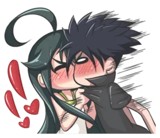 😘 anime, kiss, romance, love, couple telegram sticker