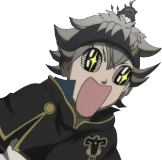🤩 Asta Black Clover anime, manga, Black Clover, Asta, excited, funny whatsapp sticker