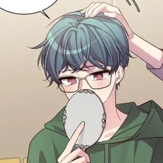 🤘 Anime, Manga, Con trai, Kính, Áo hoodie, Gương whatsapp sticker