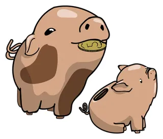 👍 hucha, cerdo, dinero, ahorros, moneda, finanzas, dibujos animados whatsapp sticker