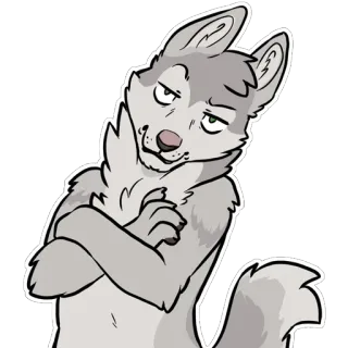 😏 Wolf, Furry, Cartoon, Zelfgenoegzaam, Sarcastisch, Dier telegram sticker