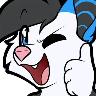 👍 furry, animale, cartone animato, pollice in su, felice, carino, personaggio telegram sticker