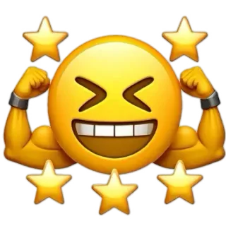 💪 Biểu tượng cảm xúc, Khỏe mạnh, Cơ bắp, Sao, Gồng cơ, Hài hước, Hoạt hình whatsapp sticker
