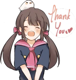 ☺️ Thank You аниме девушка, спасибо, милый, каваи, птица, стикер telegram sticker