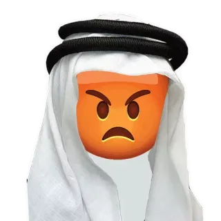 😡 bravo, emoji, árabe, chapéu telegram sticker
