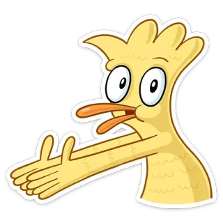 👍 desenho animado, pato, animal, amarelo, personagem telegram sticker