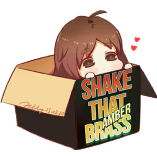 🙁 SHAKE THAT AMBER BRASS Аниме, Коробка, Мультфильм, Наклейка telegram sticker