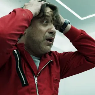 😱 Money Heist acteur, panique, télévision, la casa de papel telegram sticker