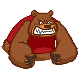 👿 urso, bravo, desenho animado, animal, mamífero telegram sticker