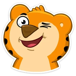 😉 animal, dessin animé, autocollant, tigre, clin d'oeil, mignon telegram sticker