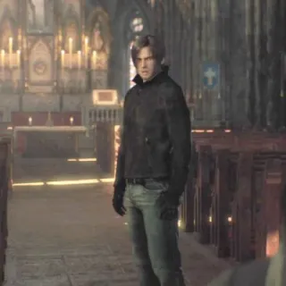 😦 Leon S. Kennedy Resident Evil 4 resident evil, игра, церковь, персонаж telegram sticker