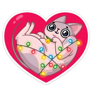 ❤️ cat, heart, lights, cute, animal, sticker telegram sticker