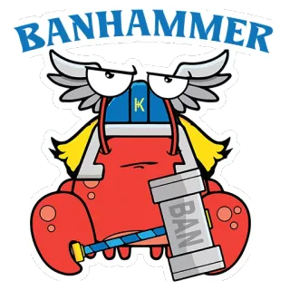 🔨 BANHAMMER cấm, búa, phim hoạt hình, hài hước, kiểm duyệt, internet, cua telegram sticker