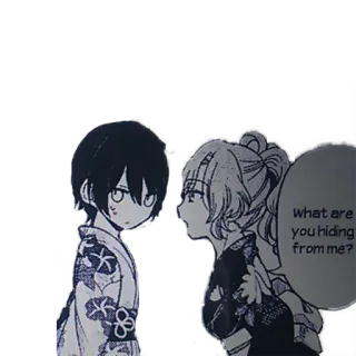 😒 What are you hiding from me? Anime, Mangá, Pergunta, Escondido, Conversa, Personagens telegram sticker